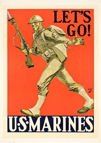 VARIOUS ARTISTS. [WWI & WWII / U.S. NAVY, MARINES, AIR FORCE]. Group of 8 posters. Sizes vary.